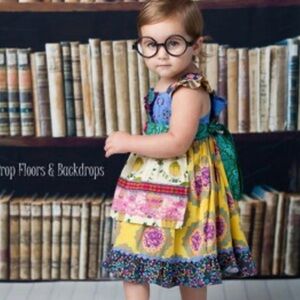 Matilda Jane Paint By Numbers Lace Apron Dress Colorful Mixed Print, Size 18m